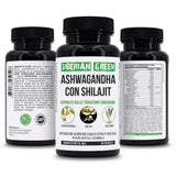 Siberian Green Ashwagandha capsules on wooden table