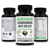 Siberian Green Ashwagandha capsules open bottle with capsules