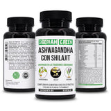 Siberian Green Ashwagandha capsules with measuring spoon