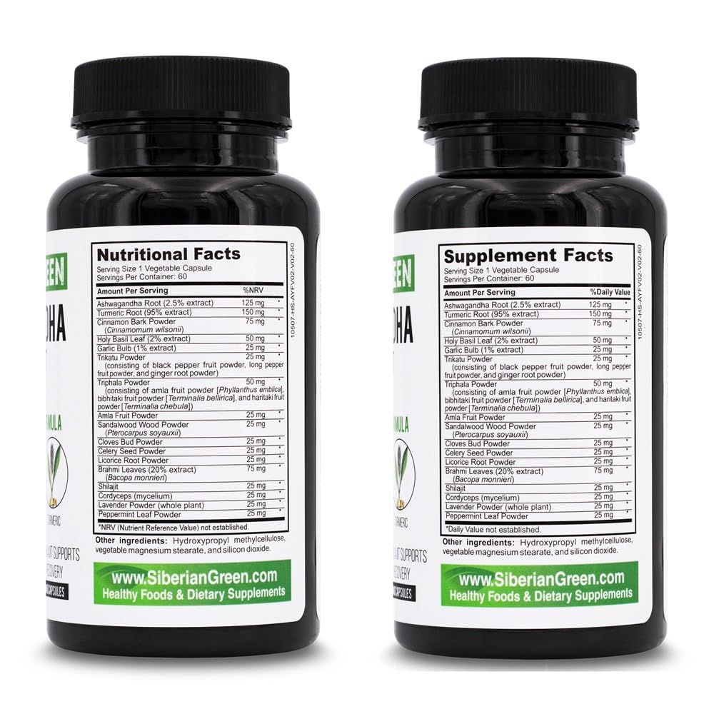 Siberian Green Ashwagandha with Altai Shilajit & Turmeric ingredients list