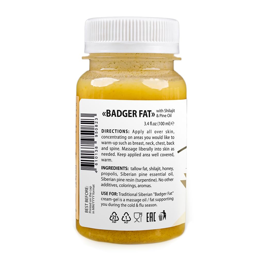 Siberian Green Badger Fat Cream-Gel 100ml back view