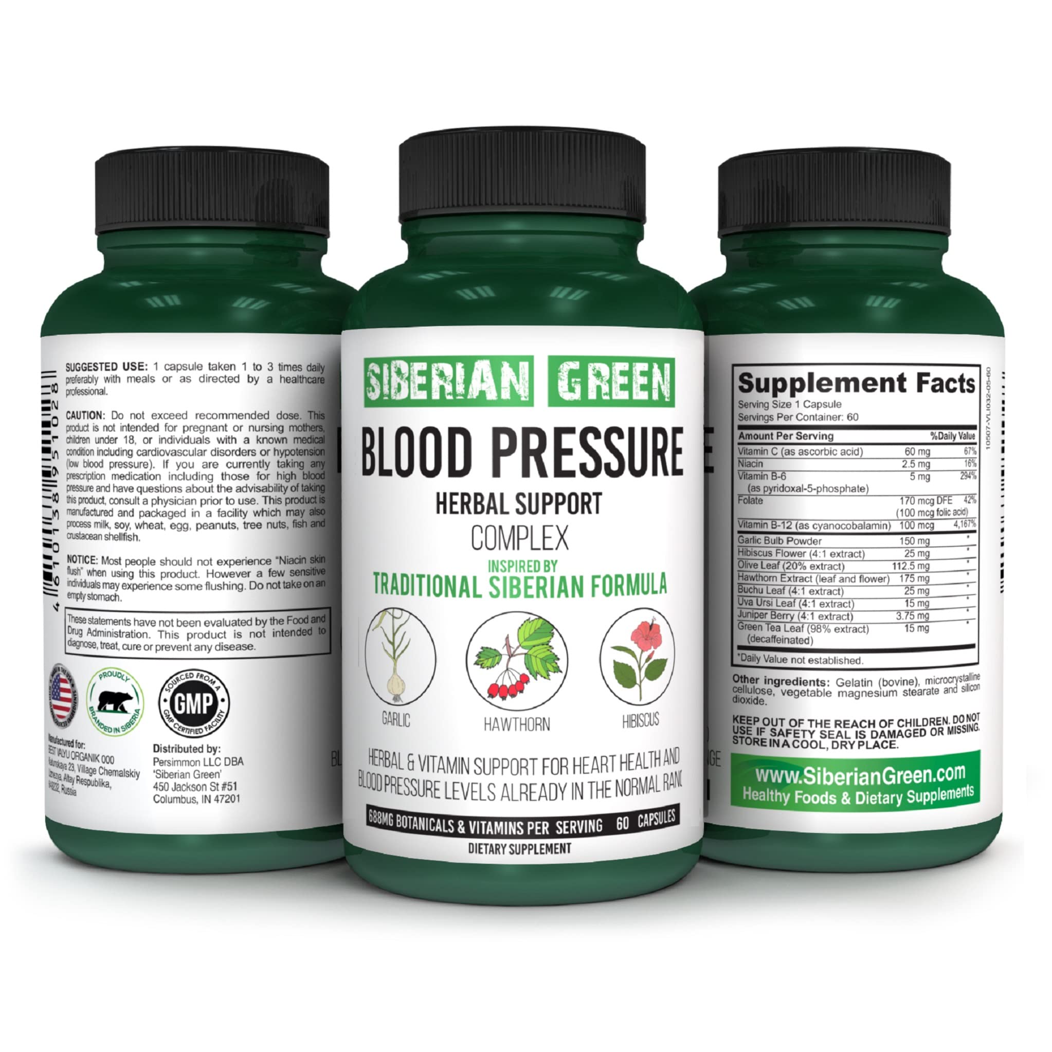 Siberian Green Hawthorn Herbal Blood Pressure Supplement front view