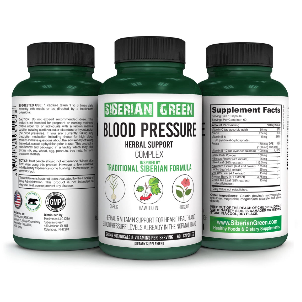 Siberian Green Hawthorn Herbal Blood Pressure Supplement front view
