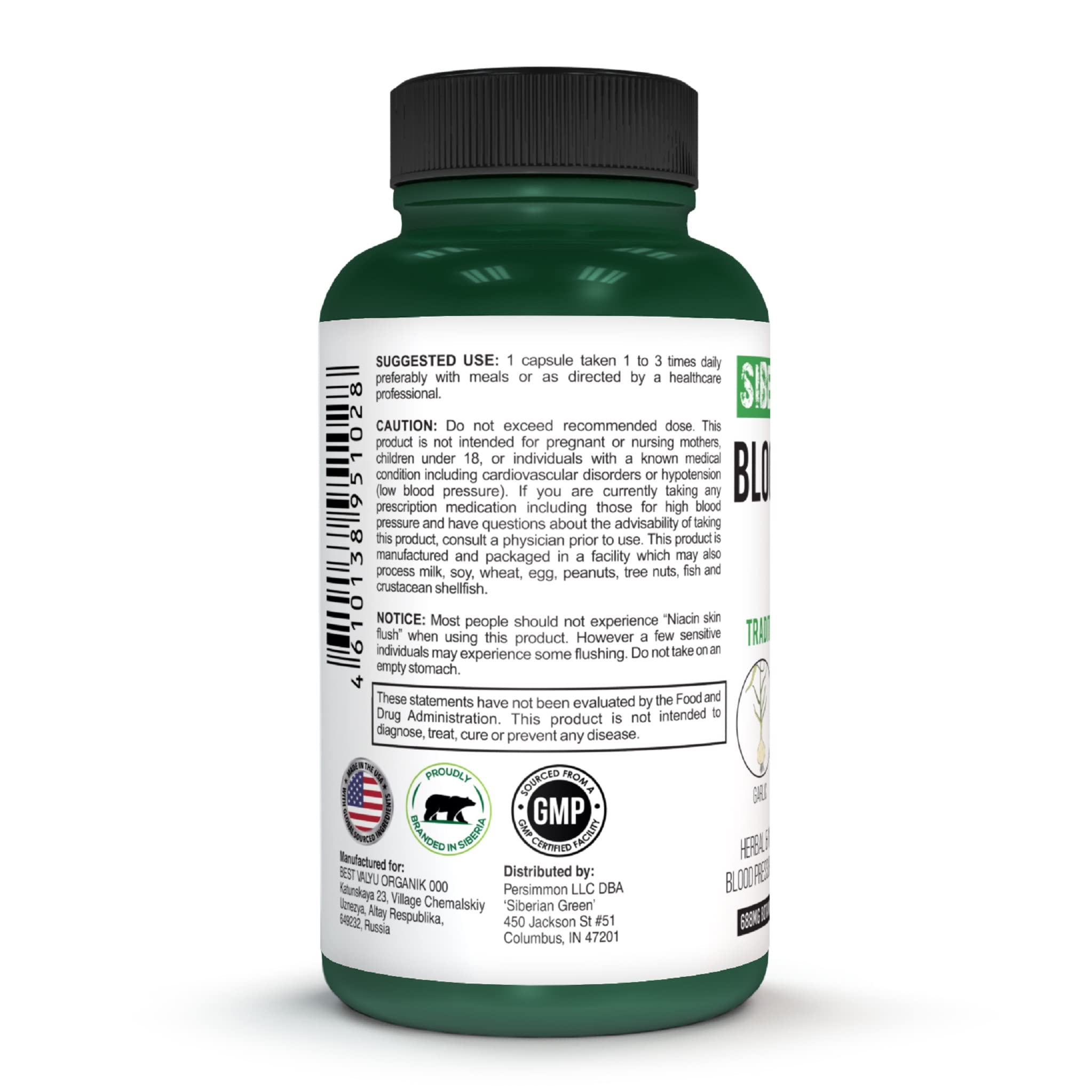 Siberian Green Hawthorn Herbal Blood Pressure Supplement ingredients list