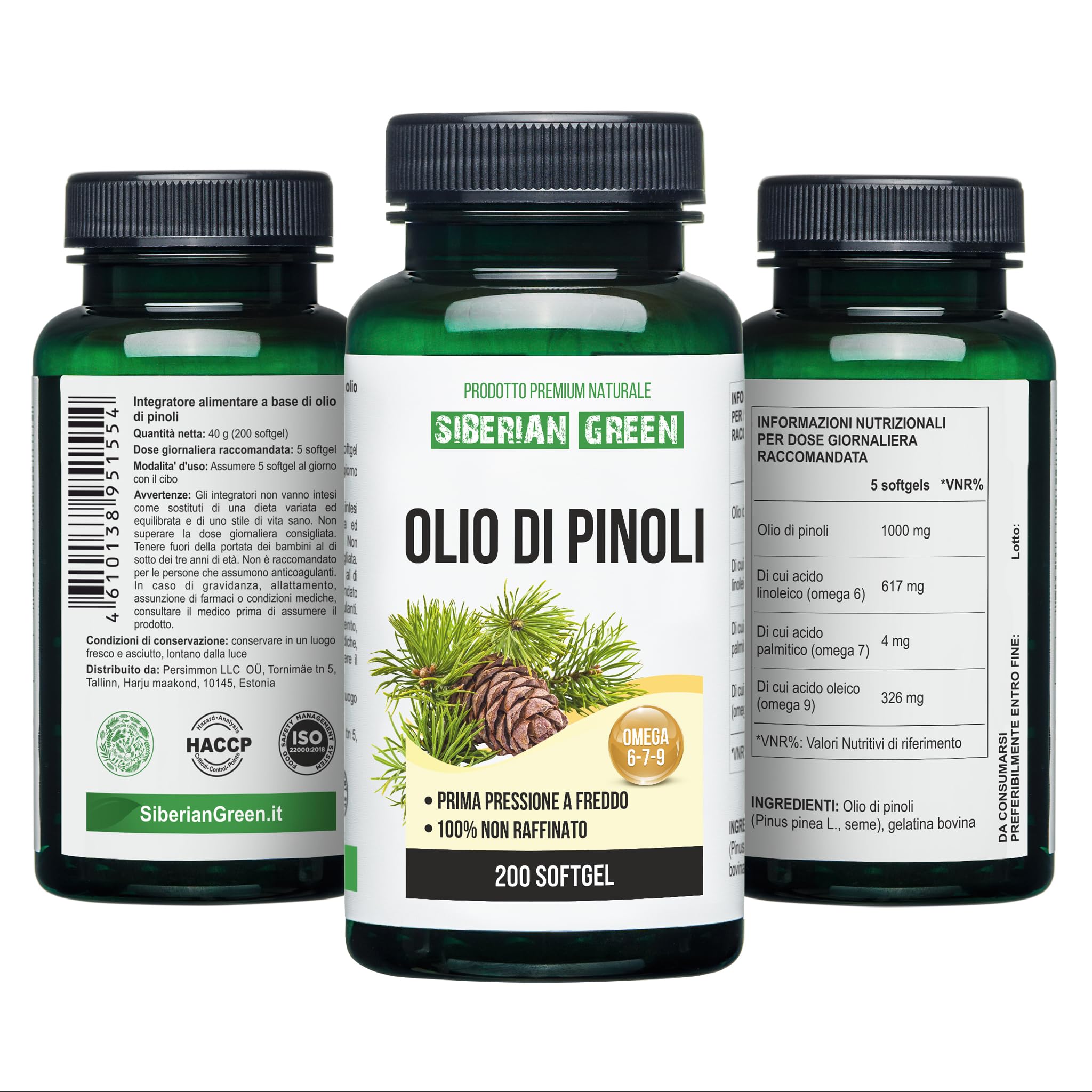 Siberian Green Pine Nut Oil Capsules packaging
