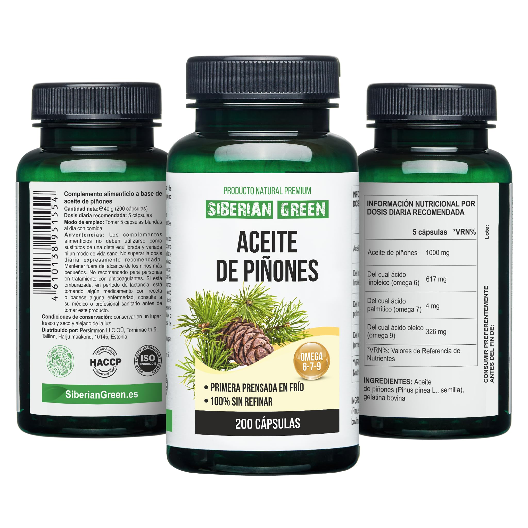 Siberian Green Pine Nut Oil Capsules with pine nuts
