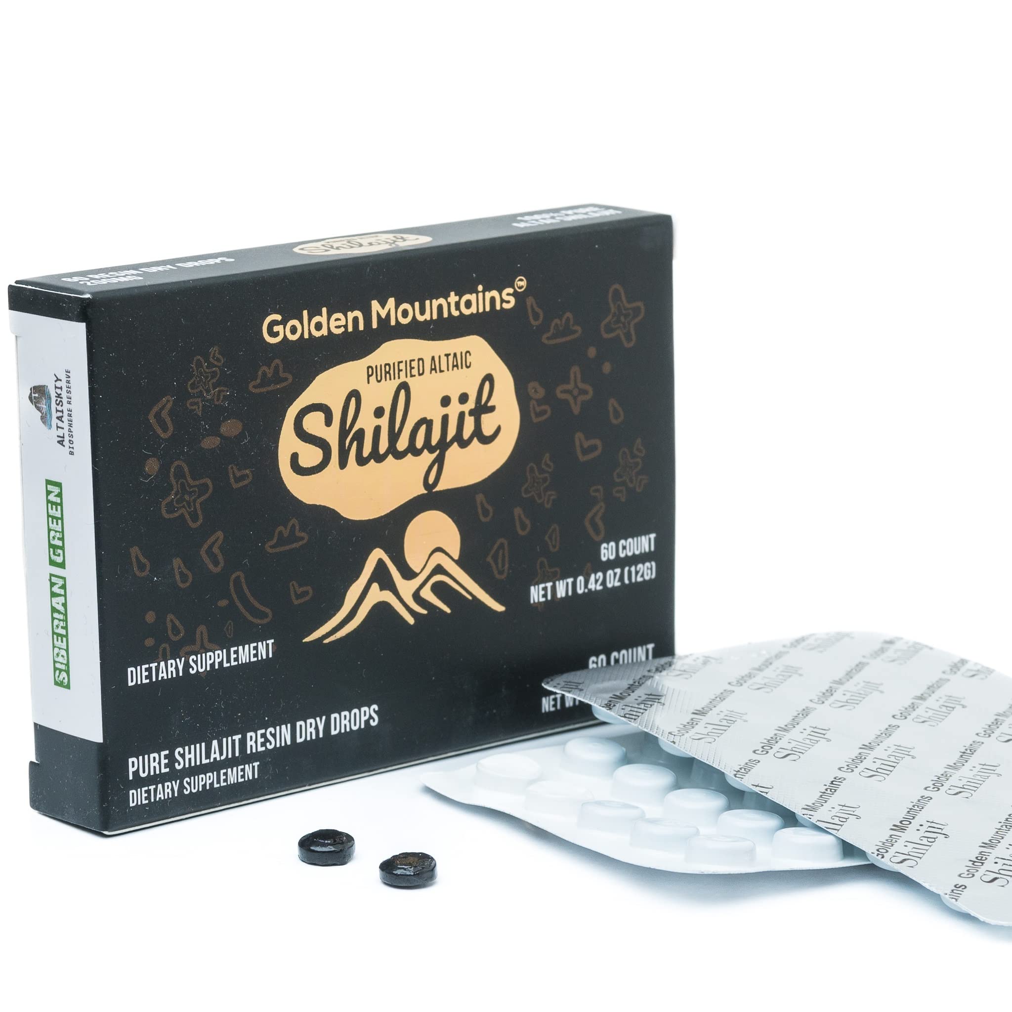 Siberian Green Shilajit Dry Drops in a natural setting