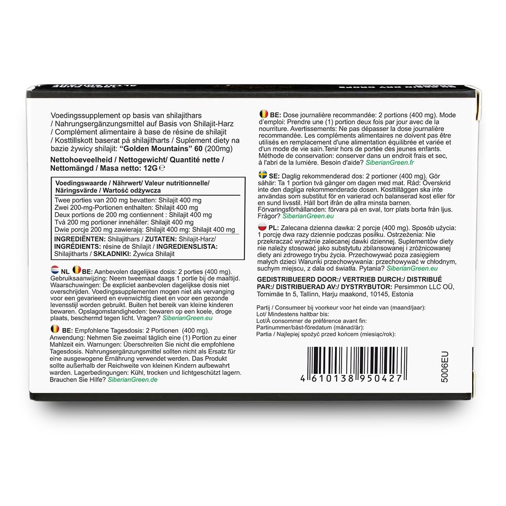 Siberian Green Shilajit Dry Drops ingredients list