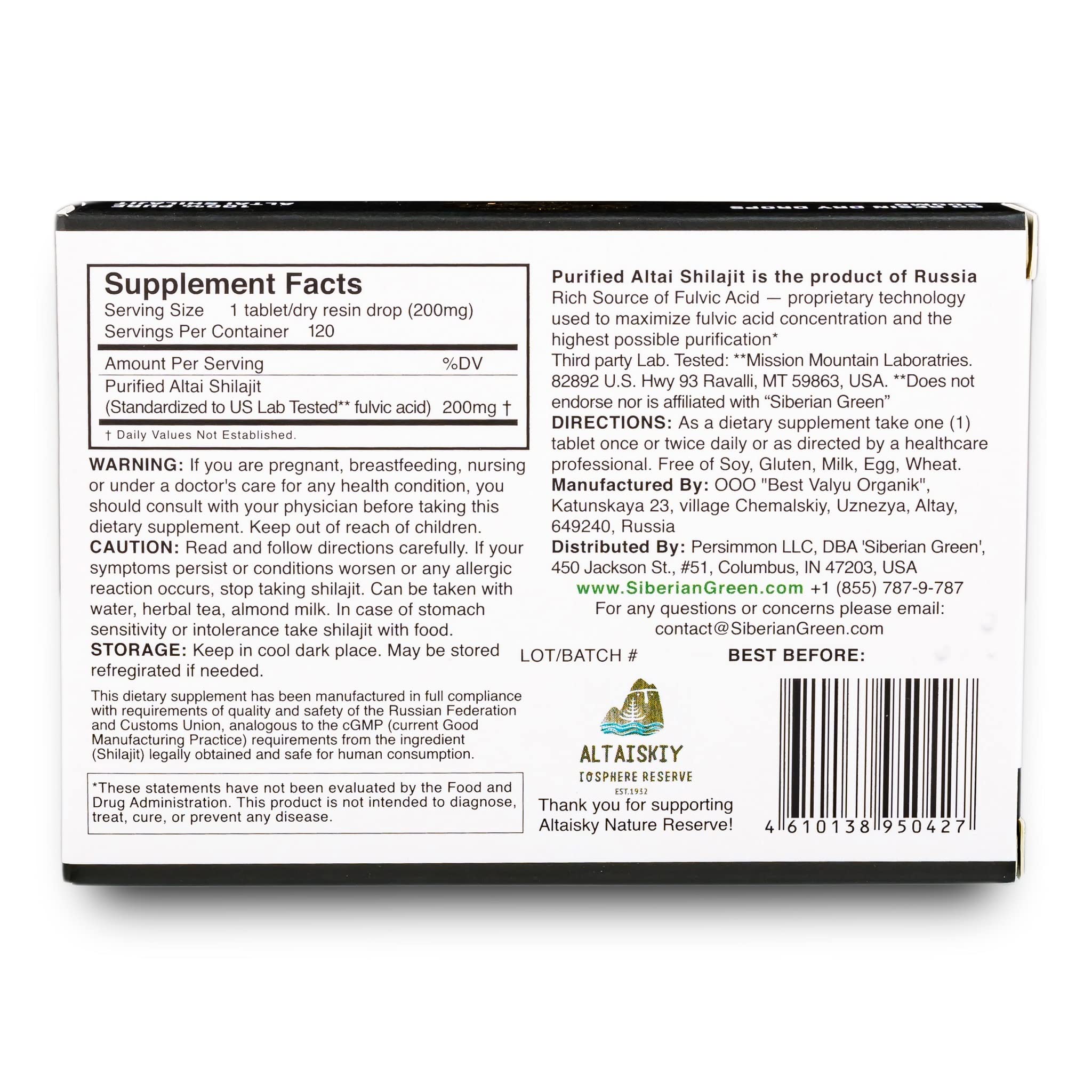 Siberian Green Shilajit Dry Drops with measuring tool