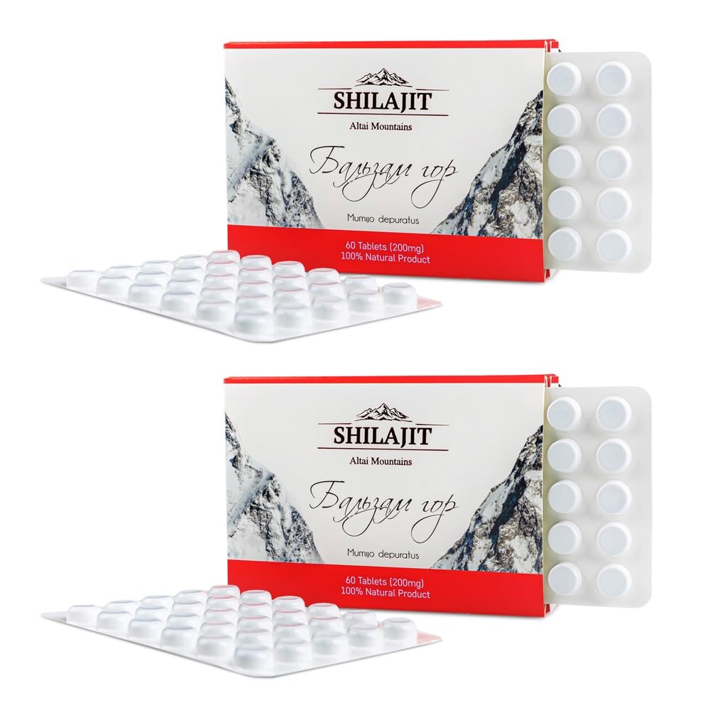 Siberian Green Shilajit Tablets front view with packaging