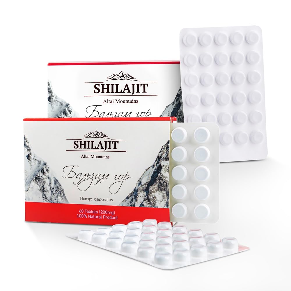 Siberian Green Shilajit Tablets in hand for size reference