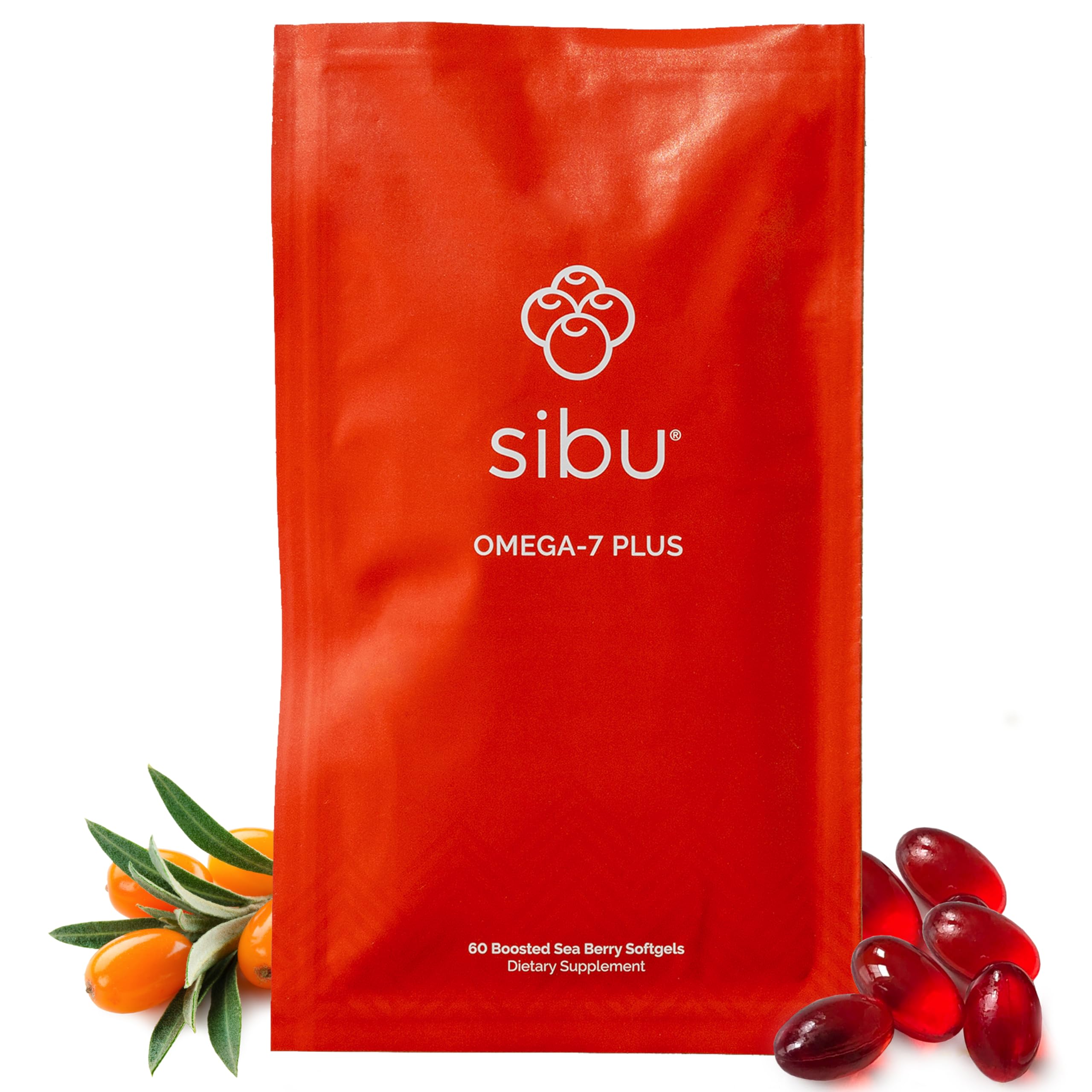 sibu Omega-7 PLUS Sea Buckthorn Oil capsules front view