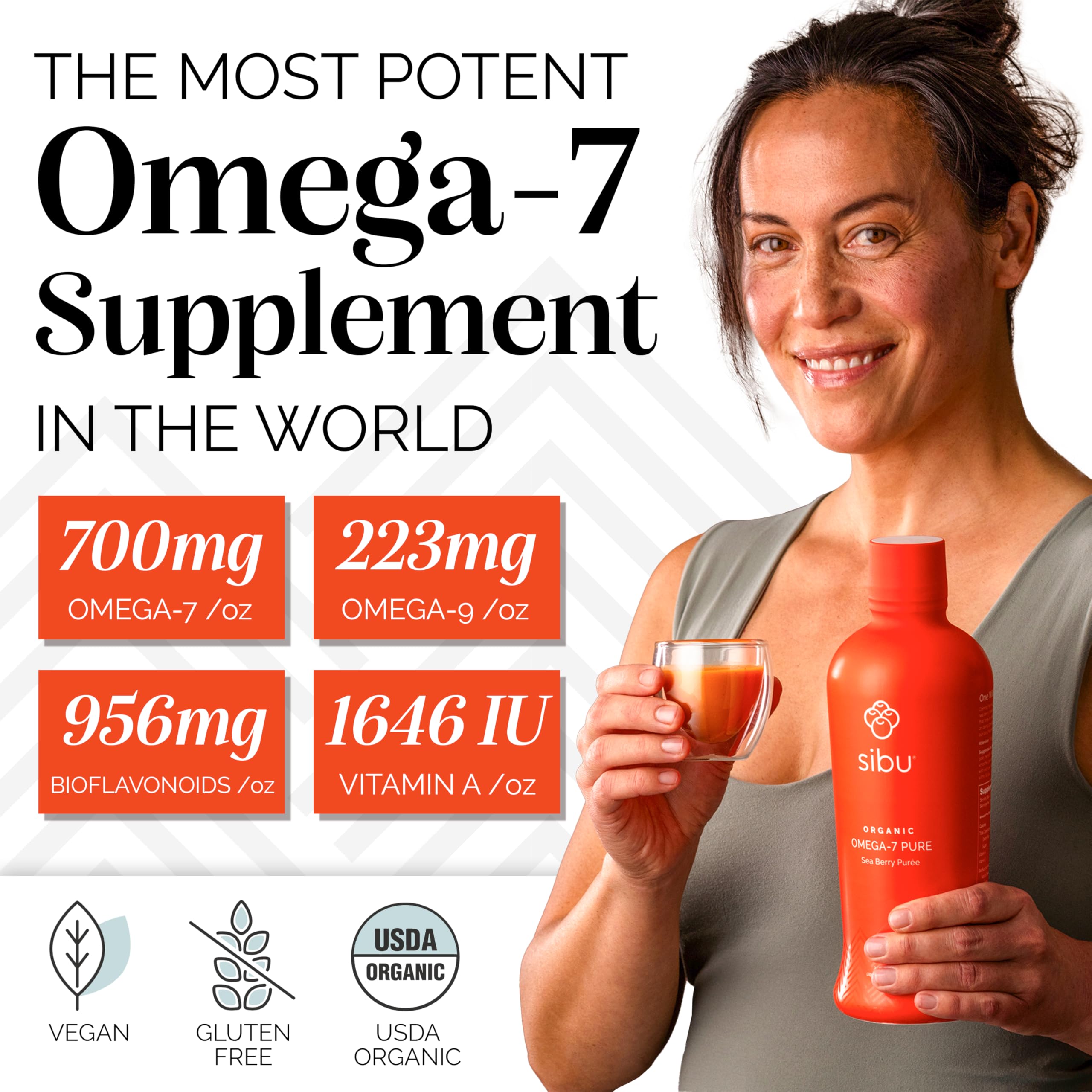 sibu Sea Buckthorn Juice bottle side view showing nutrition facts