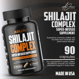 Side view of Alex Jones Naturals Shilajit Capsules bottle