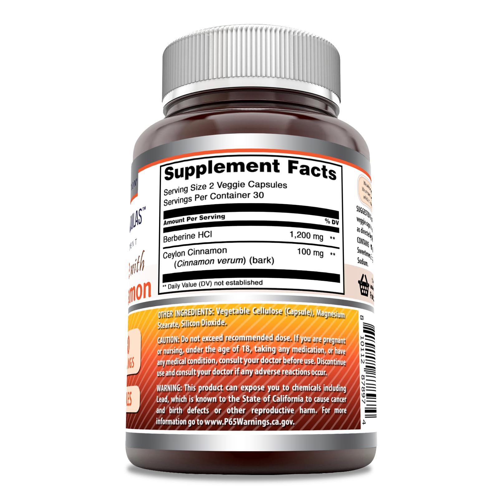 Side view of Amazing Nutrition Berberine supplement bottle
