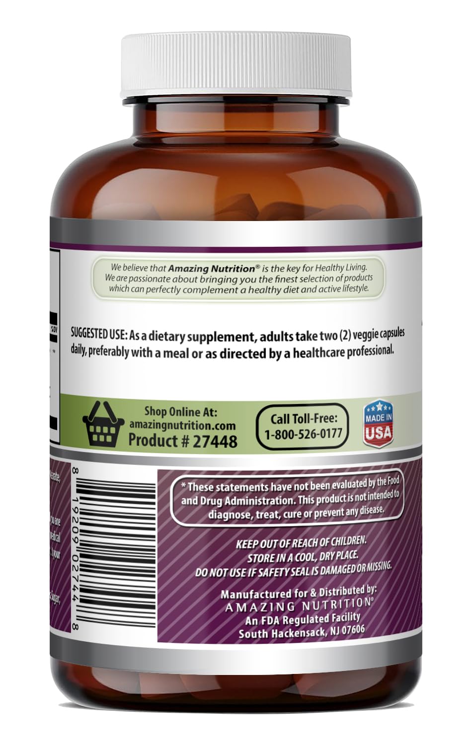 Side view of Amazing Nutrition Grape Seed Extract bottle
