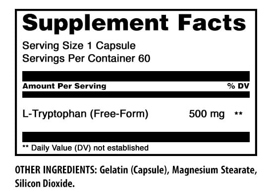 Side view of Amazing Nutrition L-Tryptophan Supplement bottle