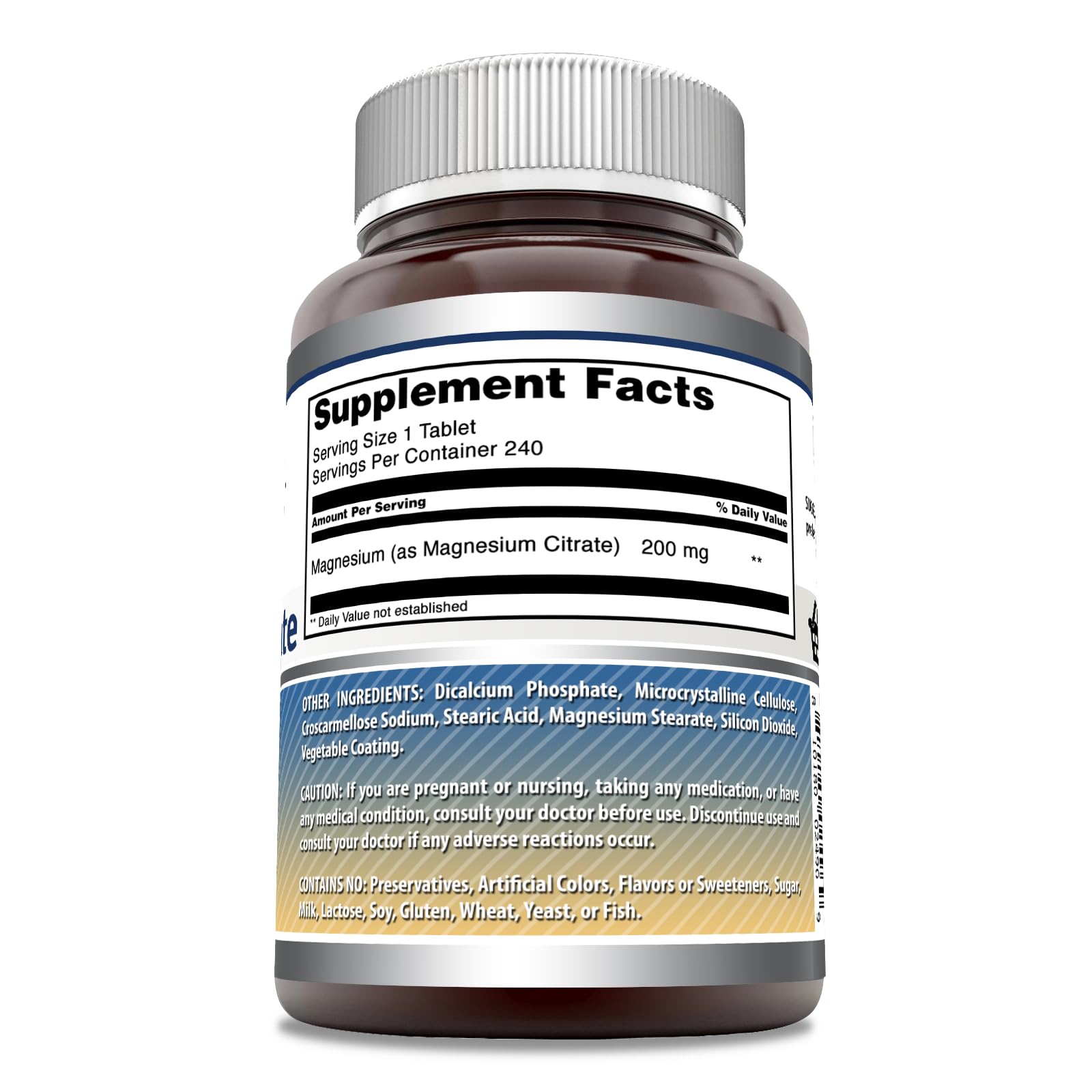 Side view of Amazing Nutrition Magnesium Citrate Supplement bottle