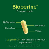 Side view of BESTVITE Bioperine bottle showing ingredients