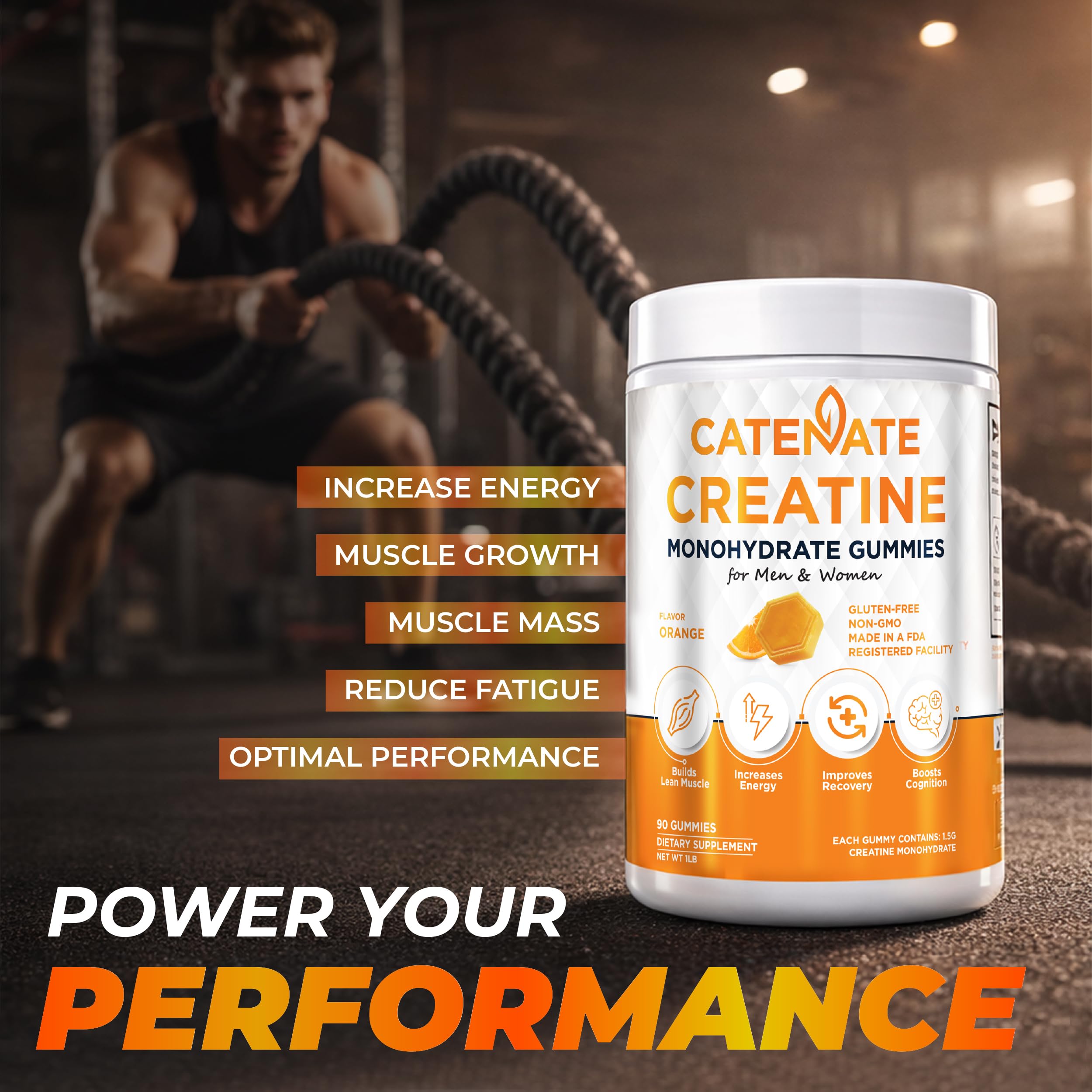 Side view of CATENATE Creatine Gummies packaging