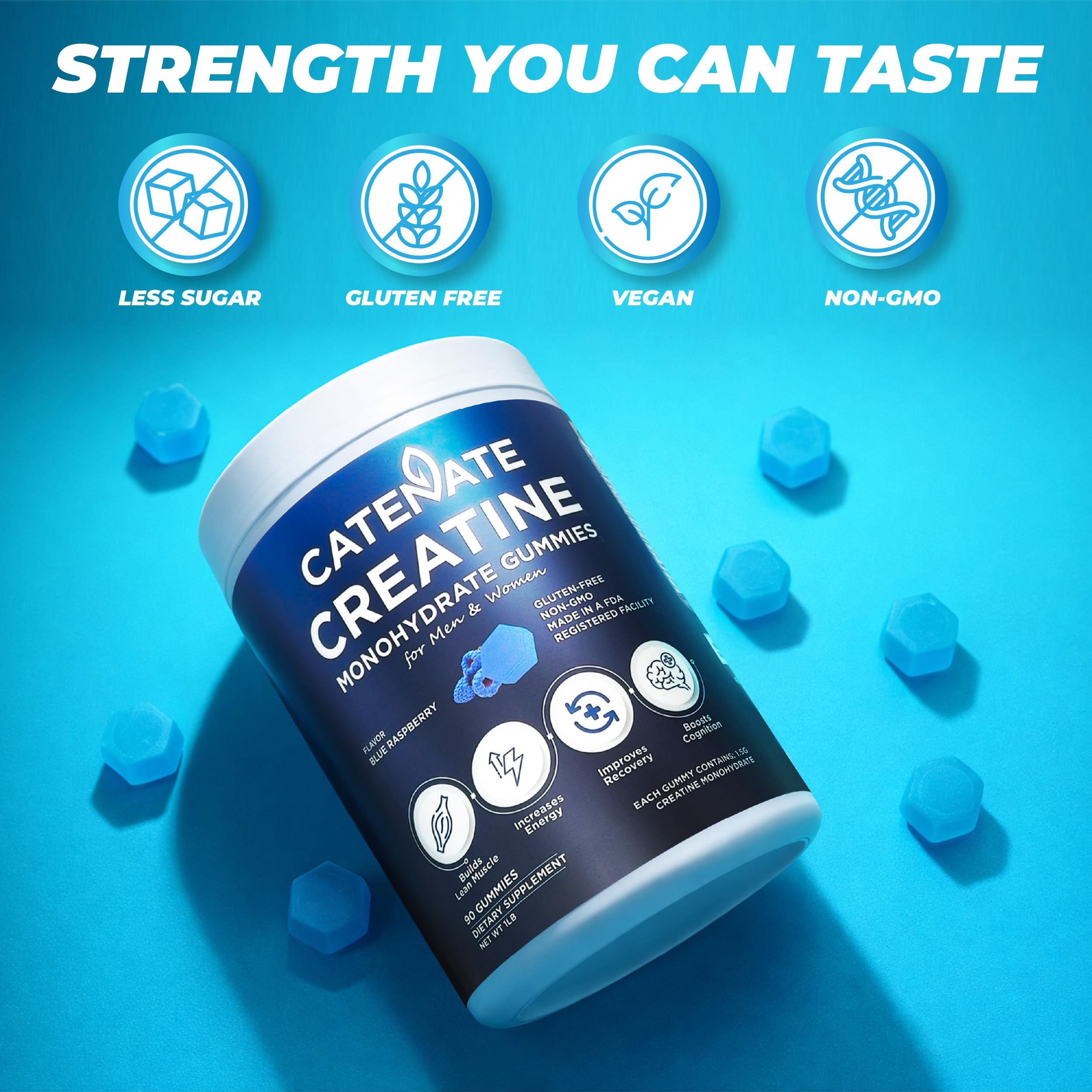 Side view of CATENATE Creatine Gummies packaging