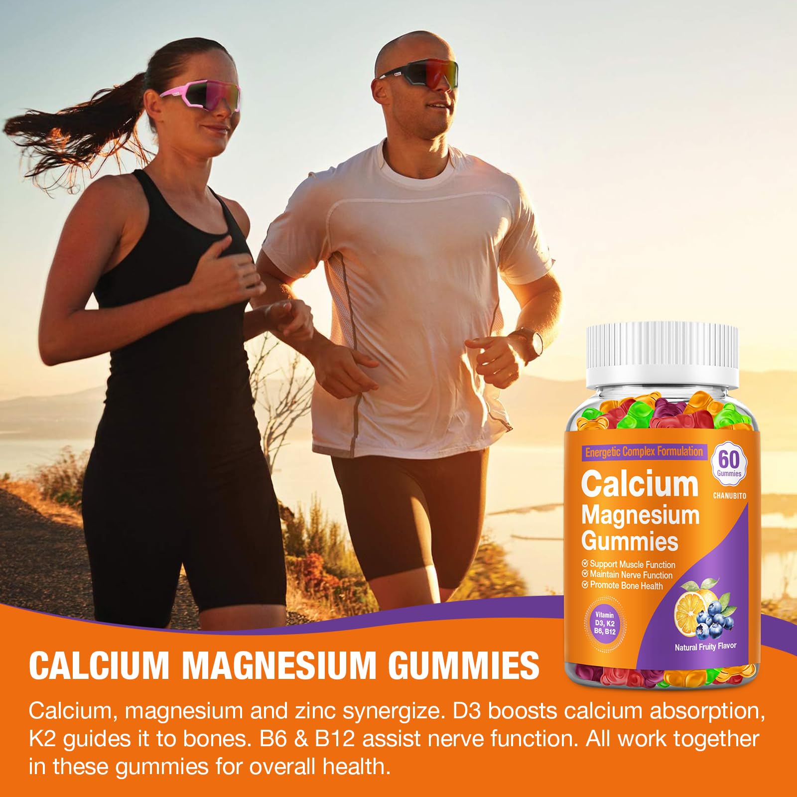 Side view of CHANUBITO Calcium Magnesium Zinc Gummies
