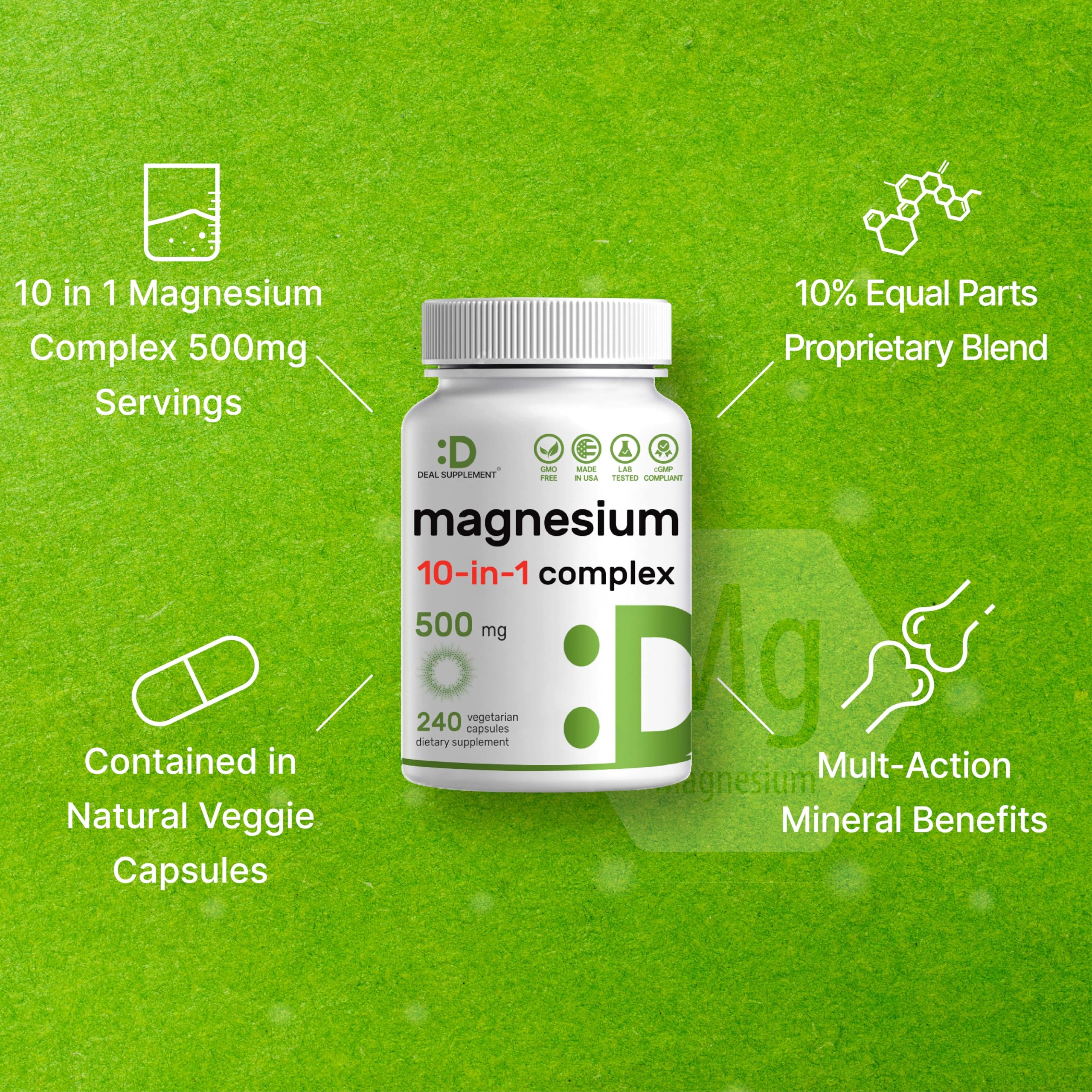 Side view of DEAL SUPPLEMENT Magnesium Complex bottle