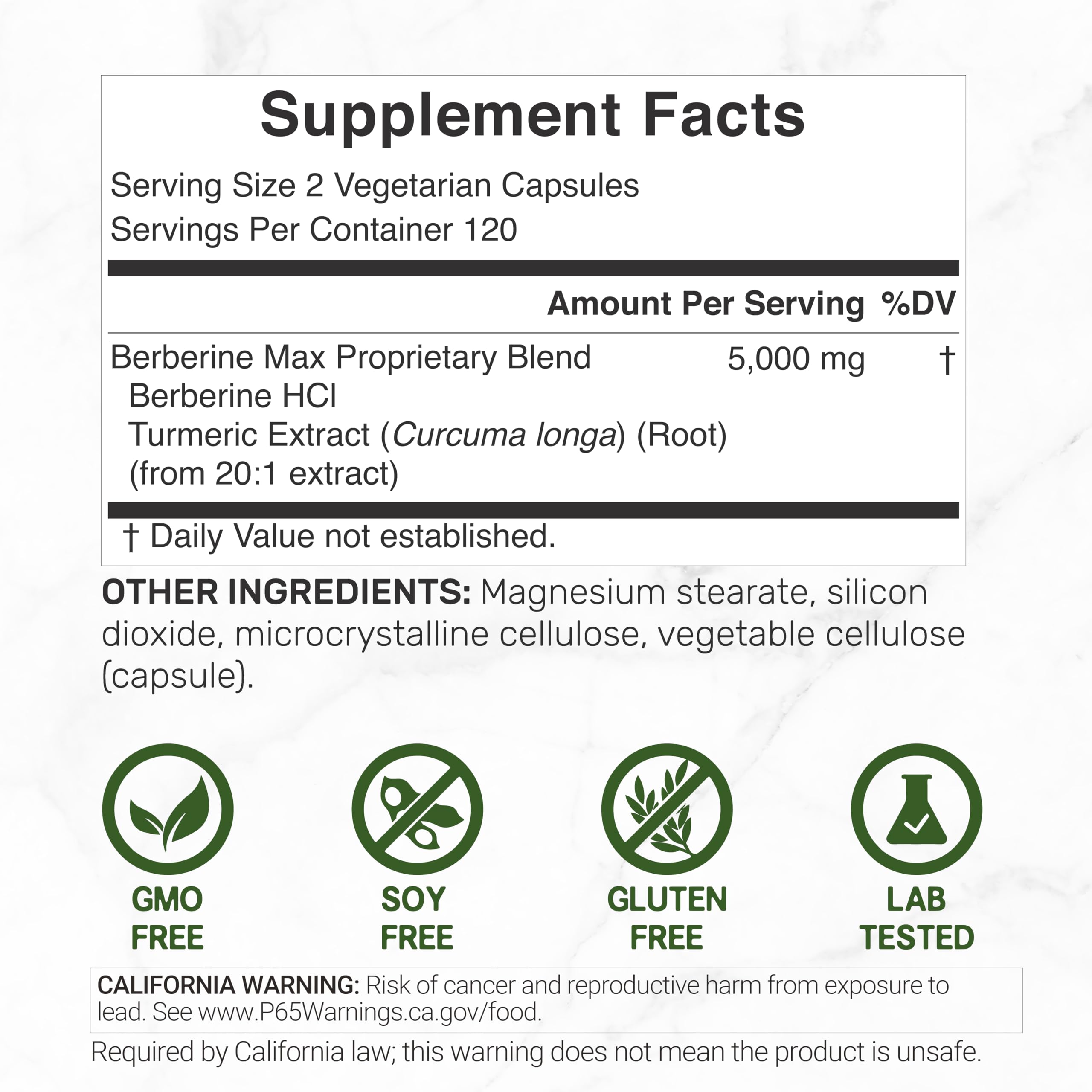 Side view of DEAL SUPPLEMENT Turmeric Berberine HCl bottle
