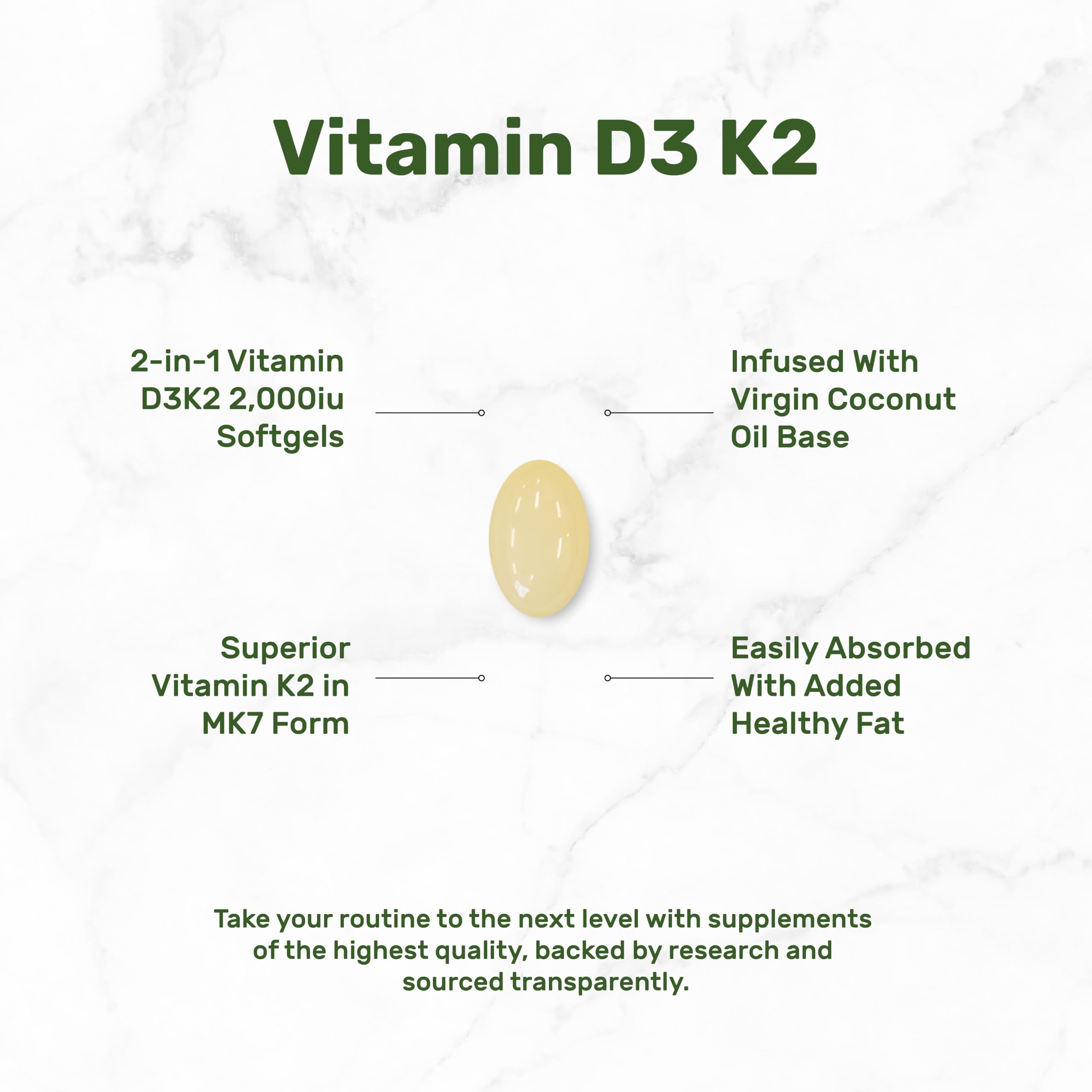 Side view of DEAL SUPPLEMENT Vitamin D3 & K2 bottle