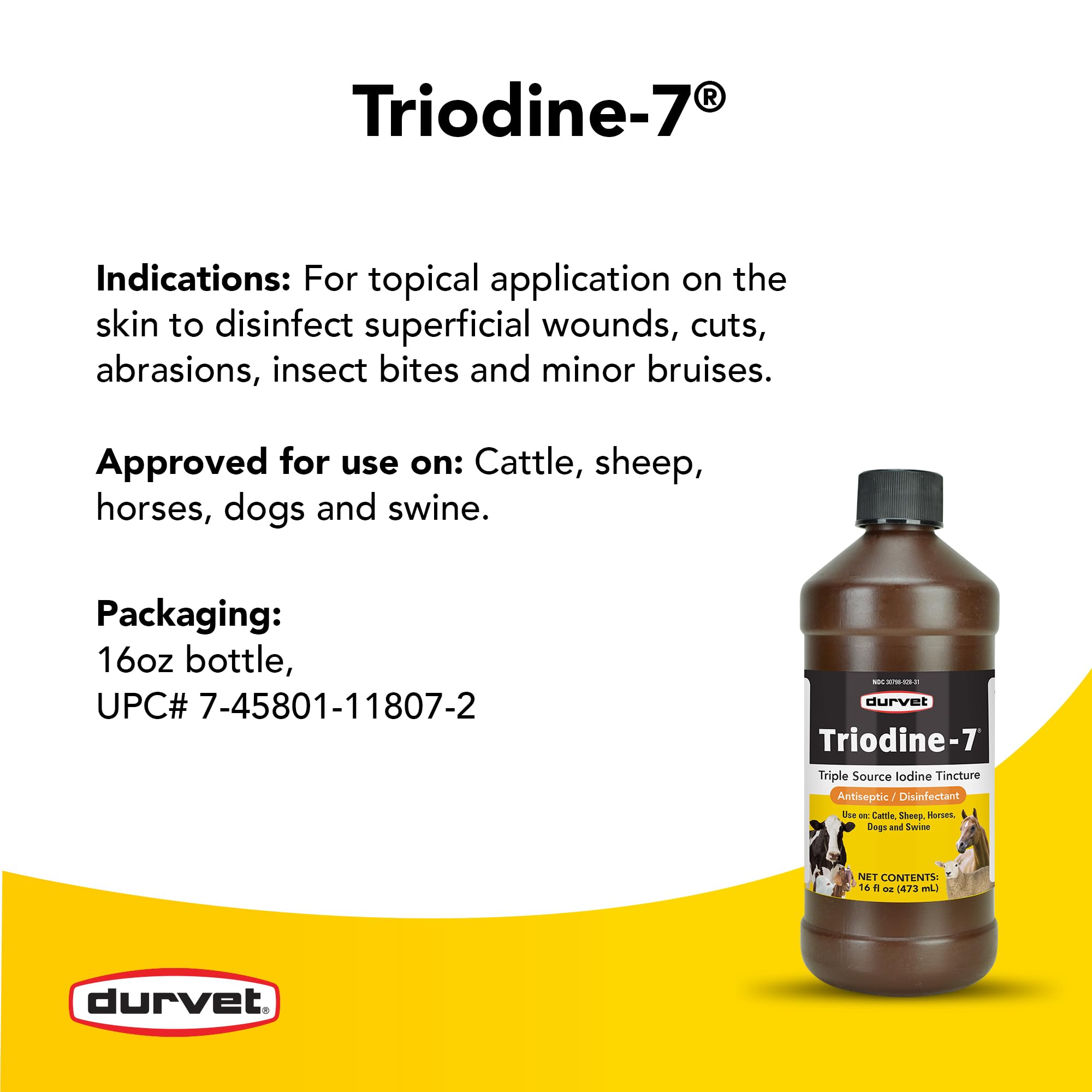 Side view of Durvet Triodine-7 16 Ounce bottle