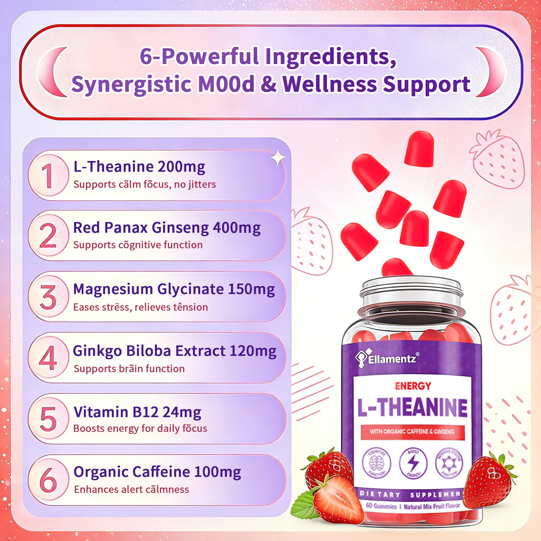 Side view of ELLAMENTZ 5-HTP Gummies container