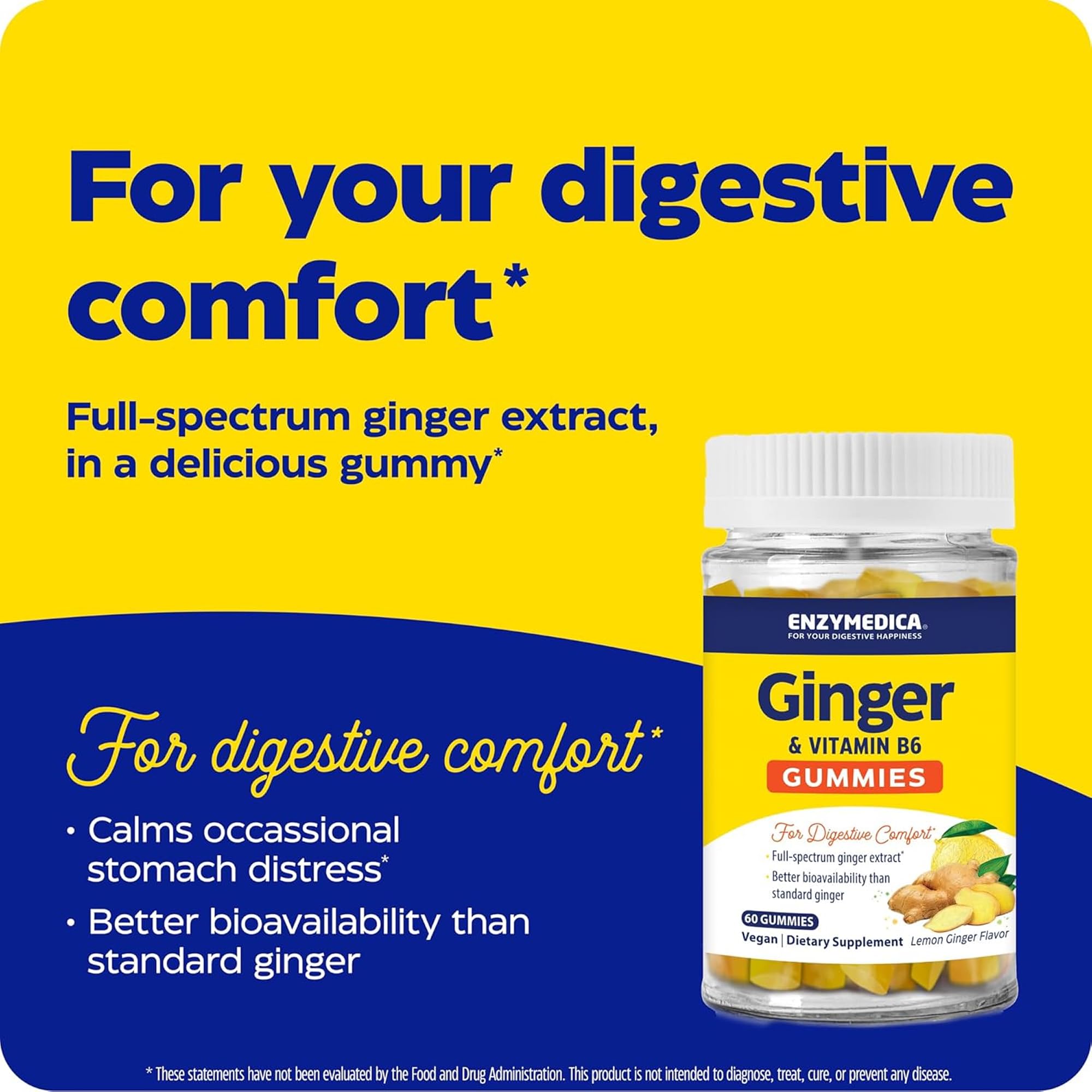 Side view of Enzymedica Ginger Gummies bottle