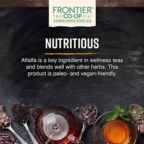 Side view of Frontier Co-op Organic Alfalfa Leaf 454g package