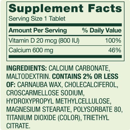 Side view of Generic Calcium Plus Vitamin D Tablets showing tablet size