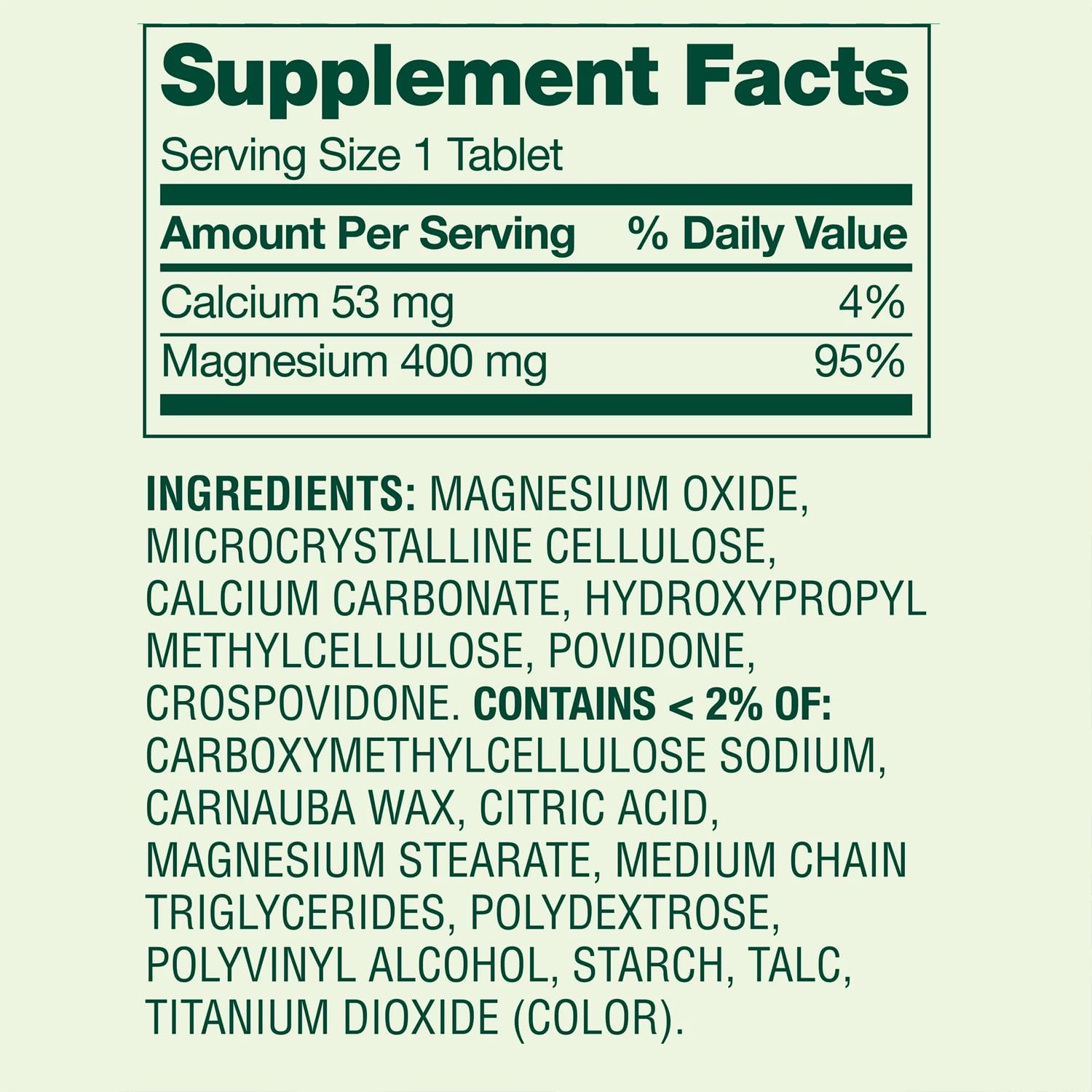 Side view of Generic Magnesium Supplement bottle showing ingredients