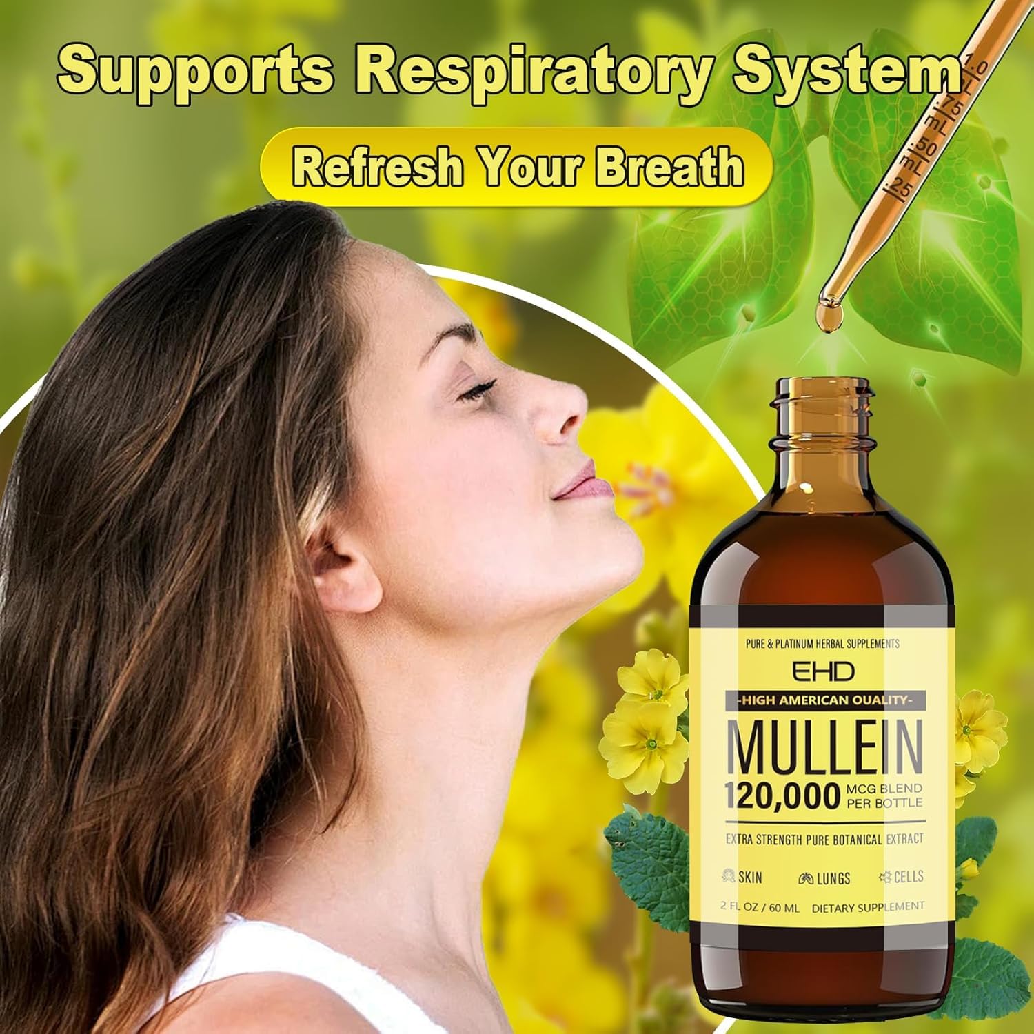 Side view of Generic Organic Mullein Drops 141g bottle
