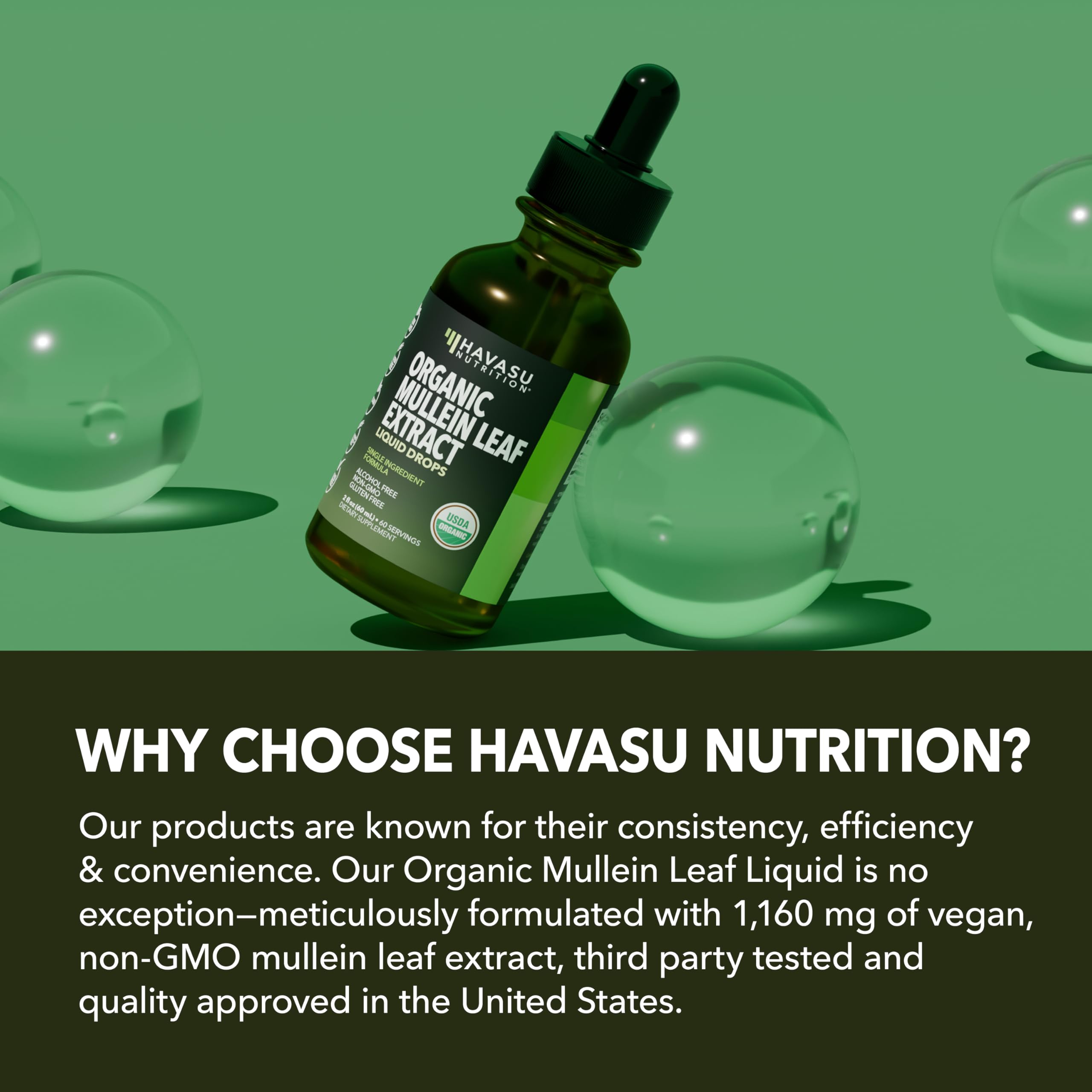 Side view of HAVASU NUTRITION Organic Mullein Leaf Extract