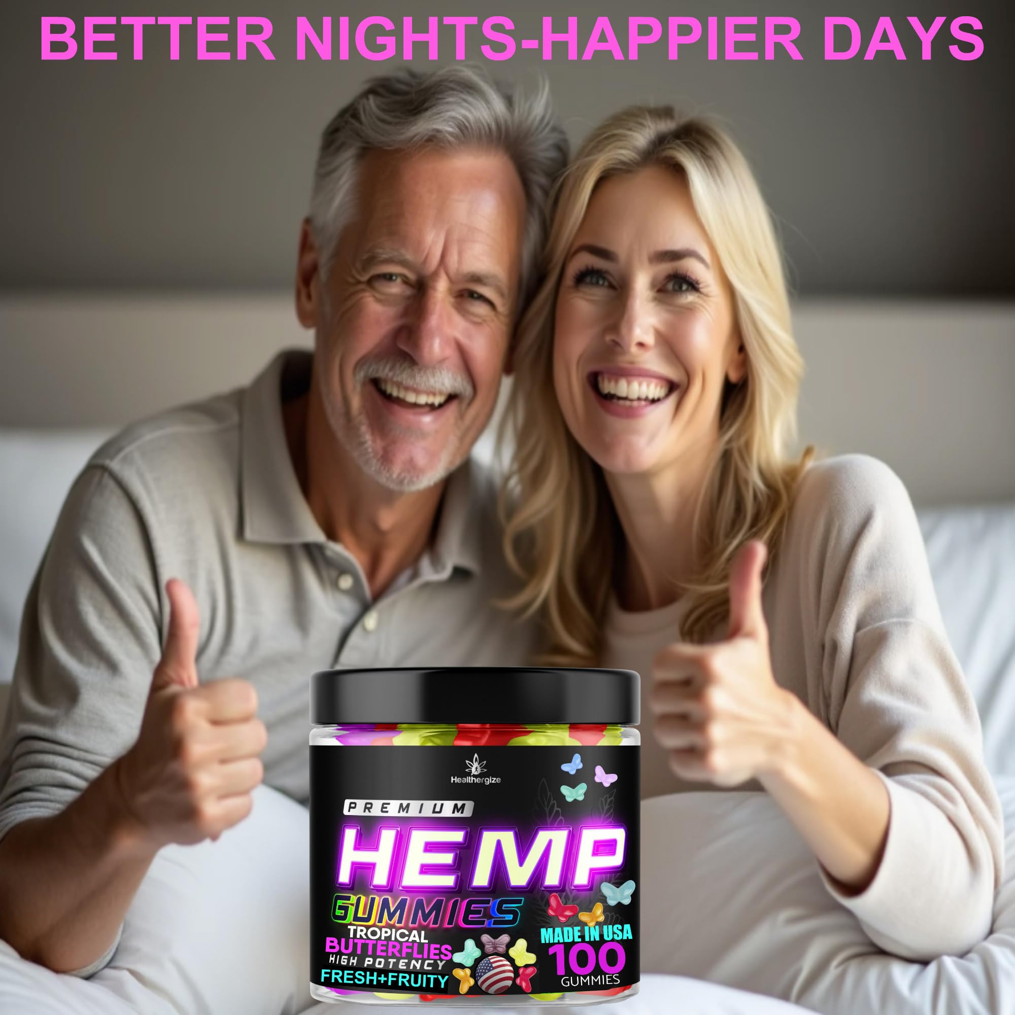 Side view of Healthergize Hemp Edibles Sleep Gummies