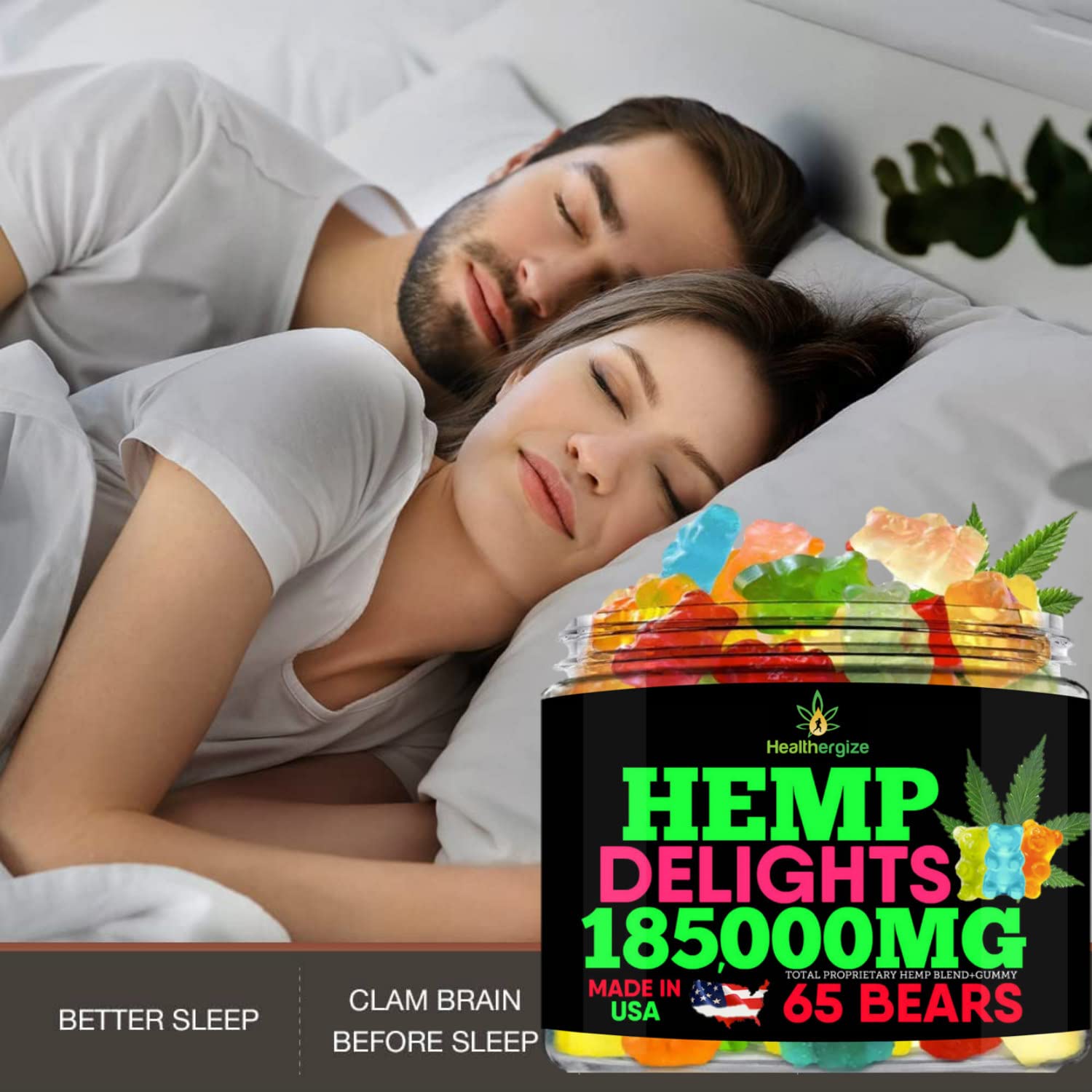 Side view of Healthergize Hemp Gummies with nutritional information