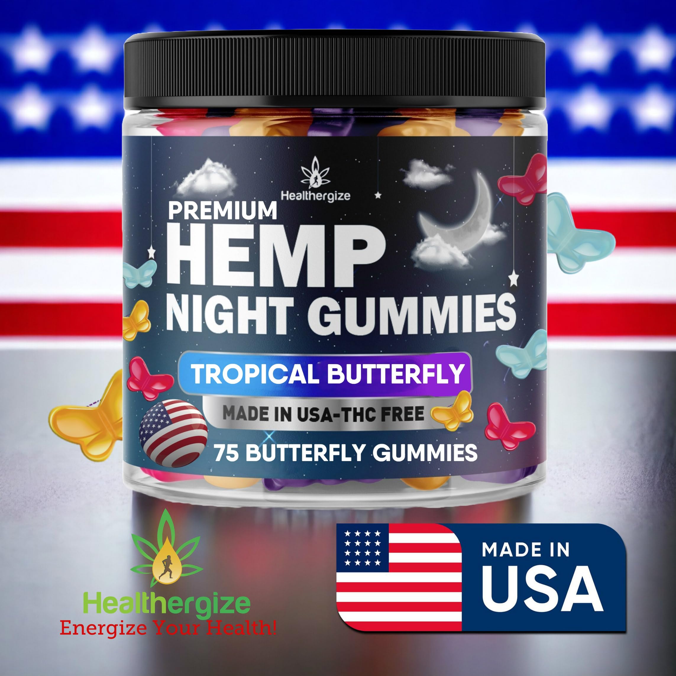 Side view of Healthergize Hemp Oil Gummies packaging