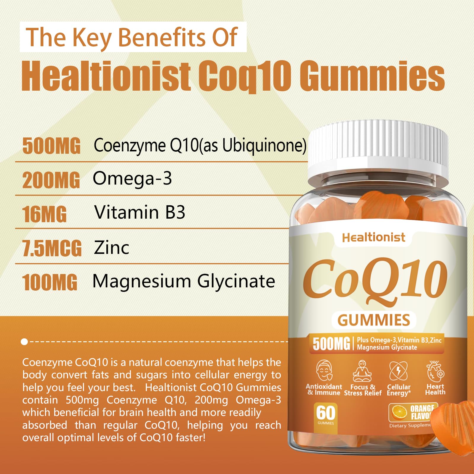 Side view of Healtionist CoQ10 Gummies packaging