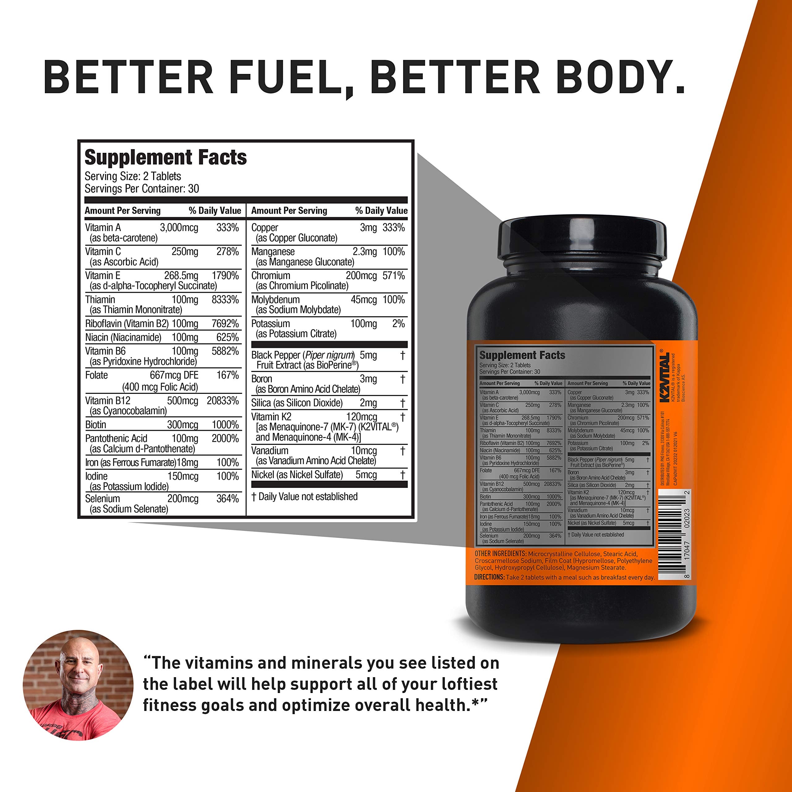 Side view of JYM Supplement Science Vita JYM Multivitamin bottle