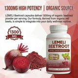 Side view of LEMELI BEETROOT Beetroot Capsules bottle