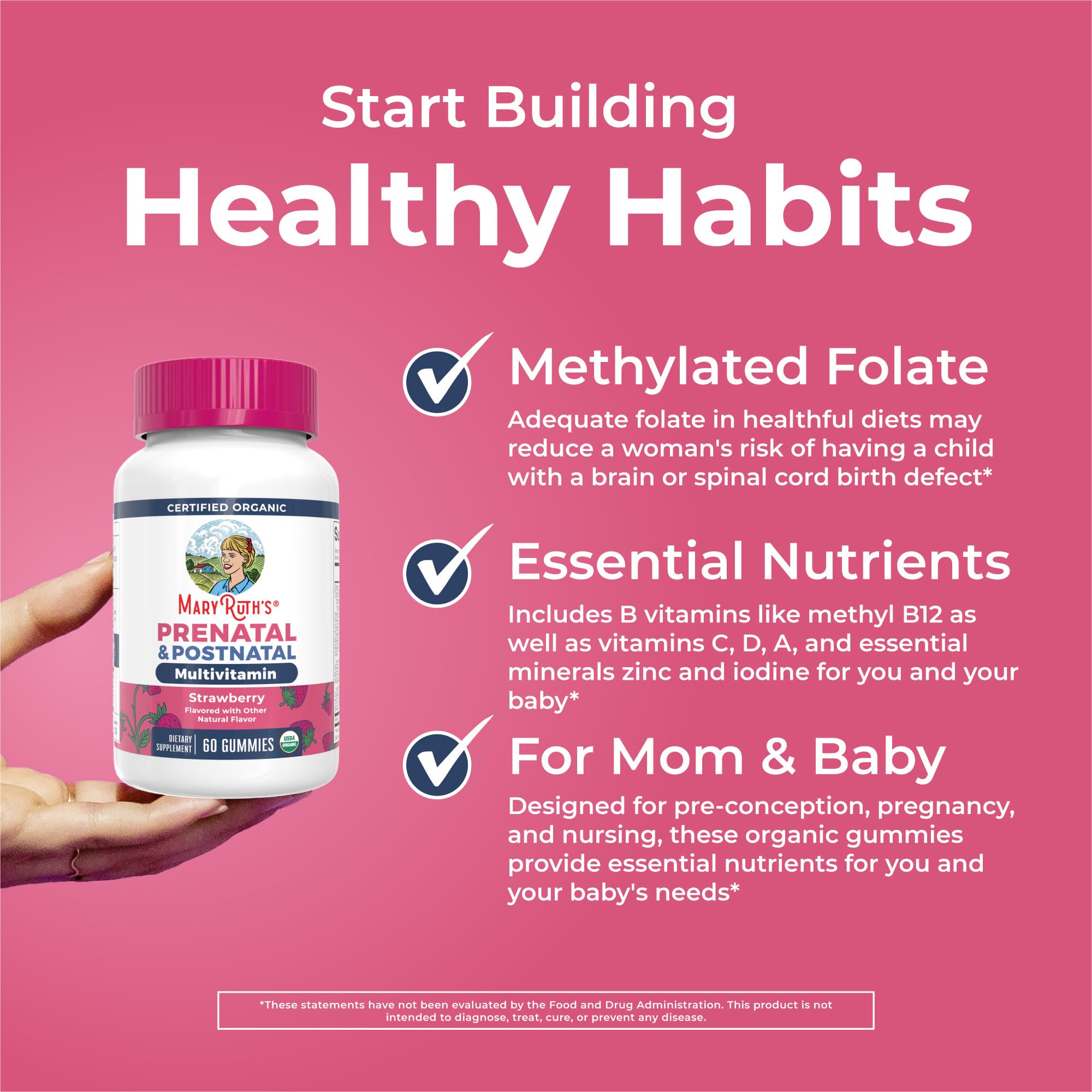 Side view of MARYRUTH'S Organic Gummies packaging