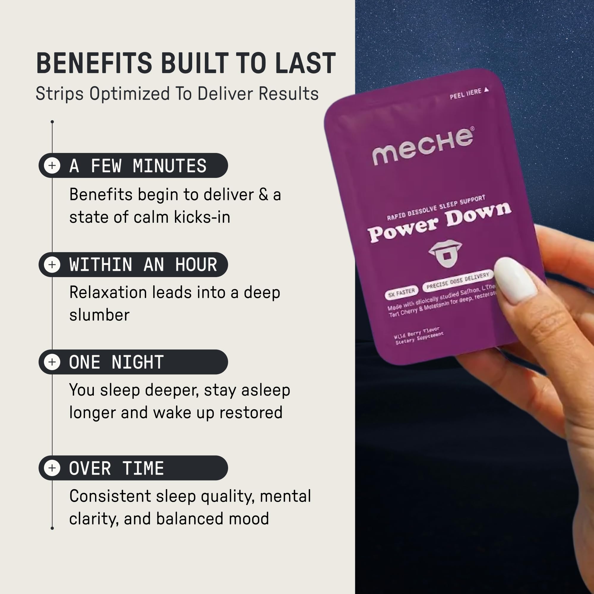 Side view of Meche Sleep Strips packaging