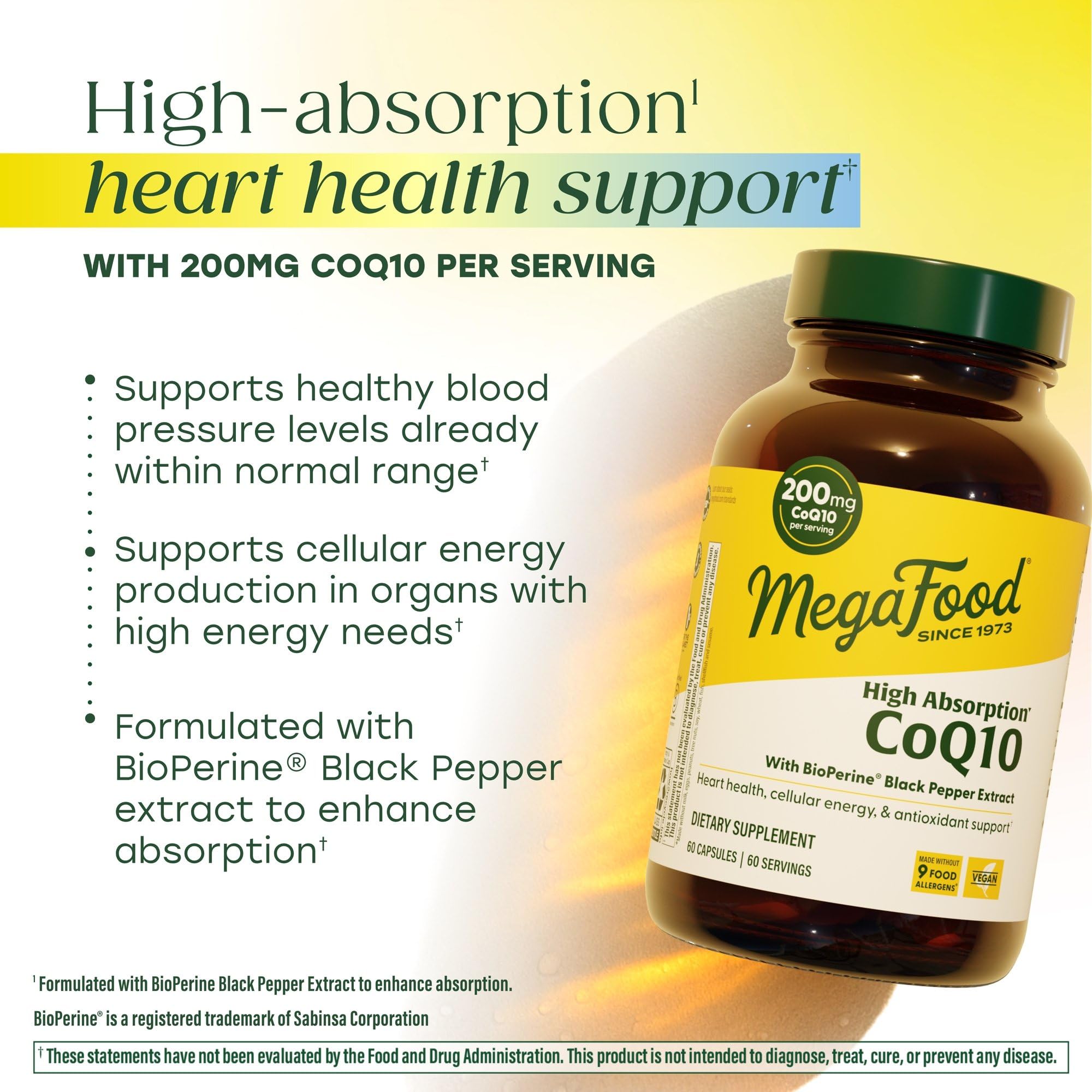 Side view of MegaFood CoQ10 capsules