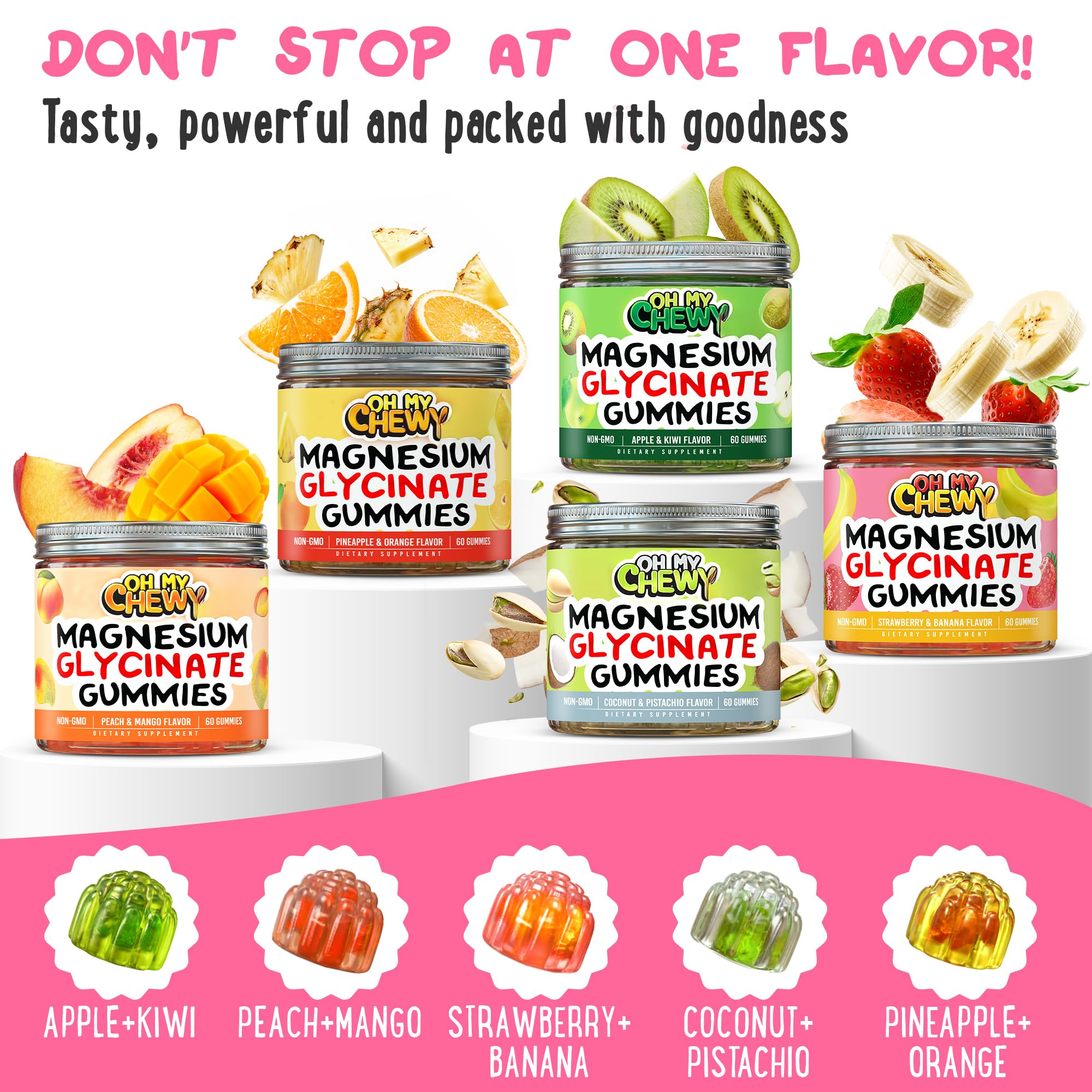 Side view of OH MY CHEWY Magnesium Gummies packaging