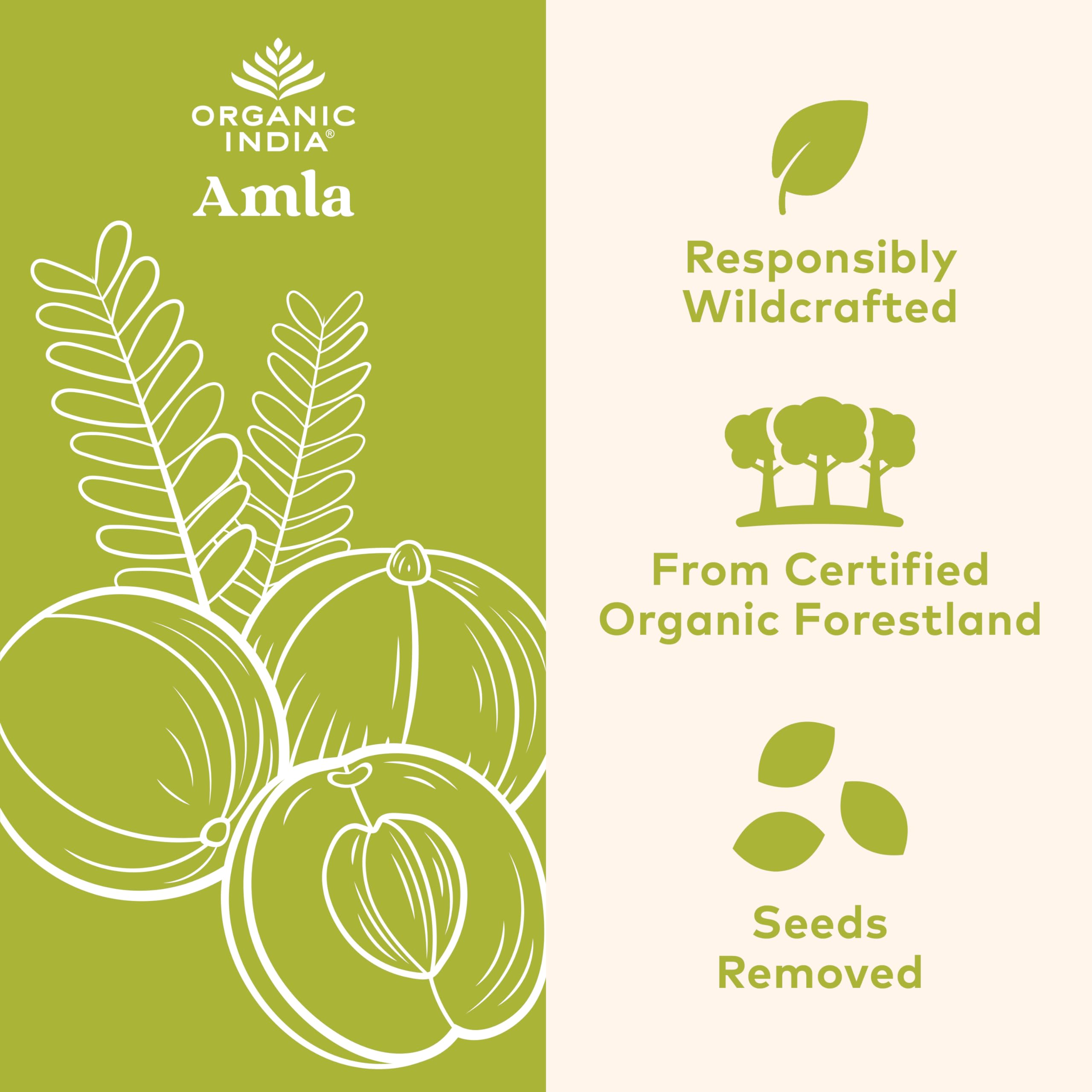 Side view of ORGANIC INDIA Amalaki Capsules bottle