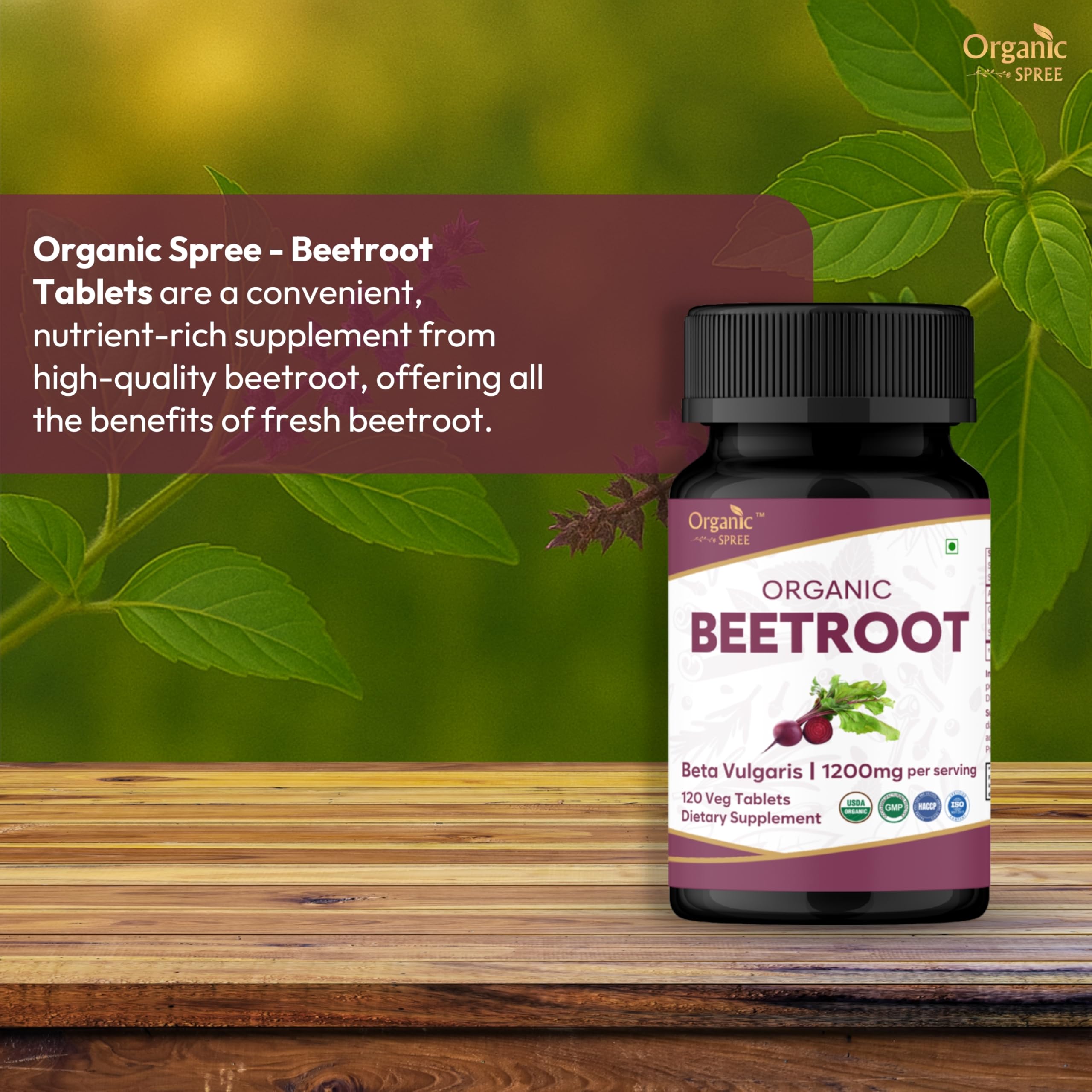 Side view of ORGANIC SPREE Beetroot Tablets packaging