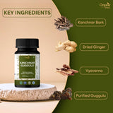 Side view of ORGANIC SPREE Kanchnar Guggulu Tablets showing ingredients